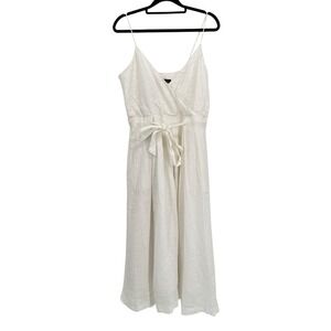 Banana Republic Women's White Linen Wrap Midi Dress Size 2‎ Spaghetti Strap